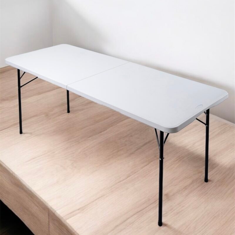 HOUZE - 180cm HDPE Folding Table with Black Legs - Portable | Office | Plastic | Outdoor