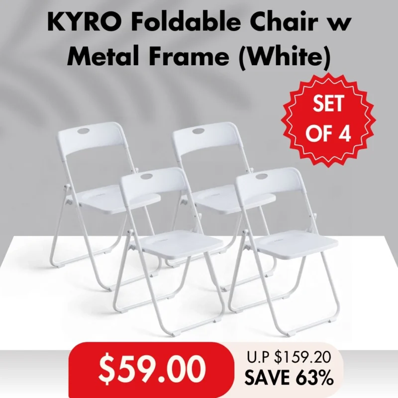 [SET OF 4] KYRO Foldable Plastic Chair with Metal Frame