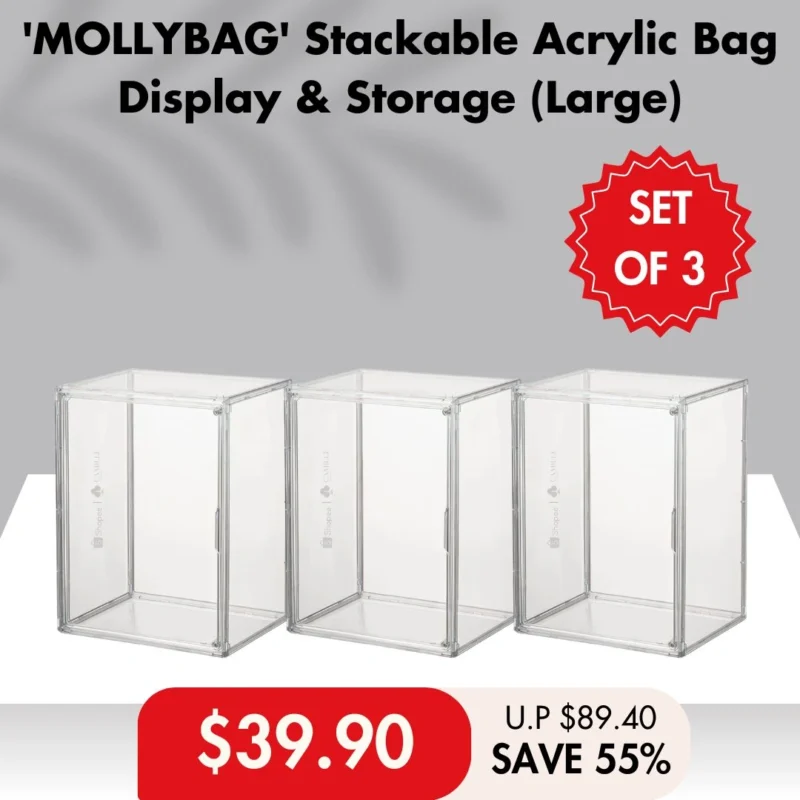 [SET OF 3] 'MOLLYBAG' Stackable Acrylic Bag Display & Storage Collection