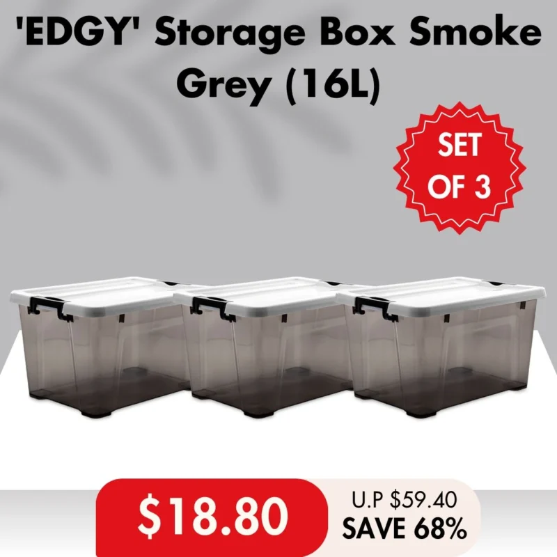 'EDGY' 16L/35L/52L Storage Box (Smoke Grey)