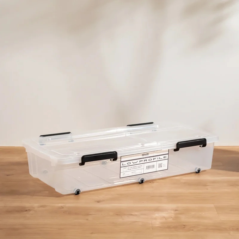 HOUZE - 'Low Profile' Underbed Storage Box With Wheels 35L / 45L (Clear) -  Plastic | Container