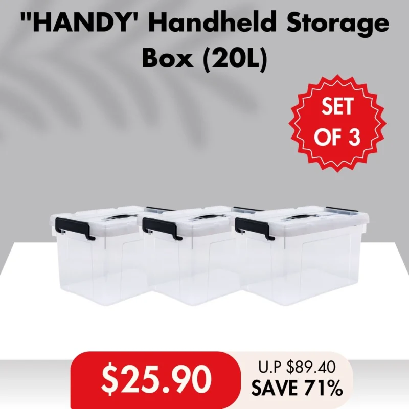 [SET OF 3] HANDY' Handheld 20L|33L|47L|63L Storage Box: Your Storage Companion