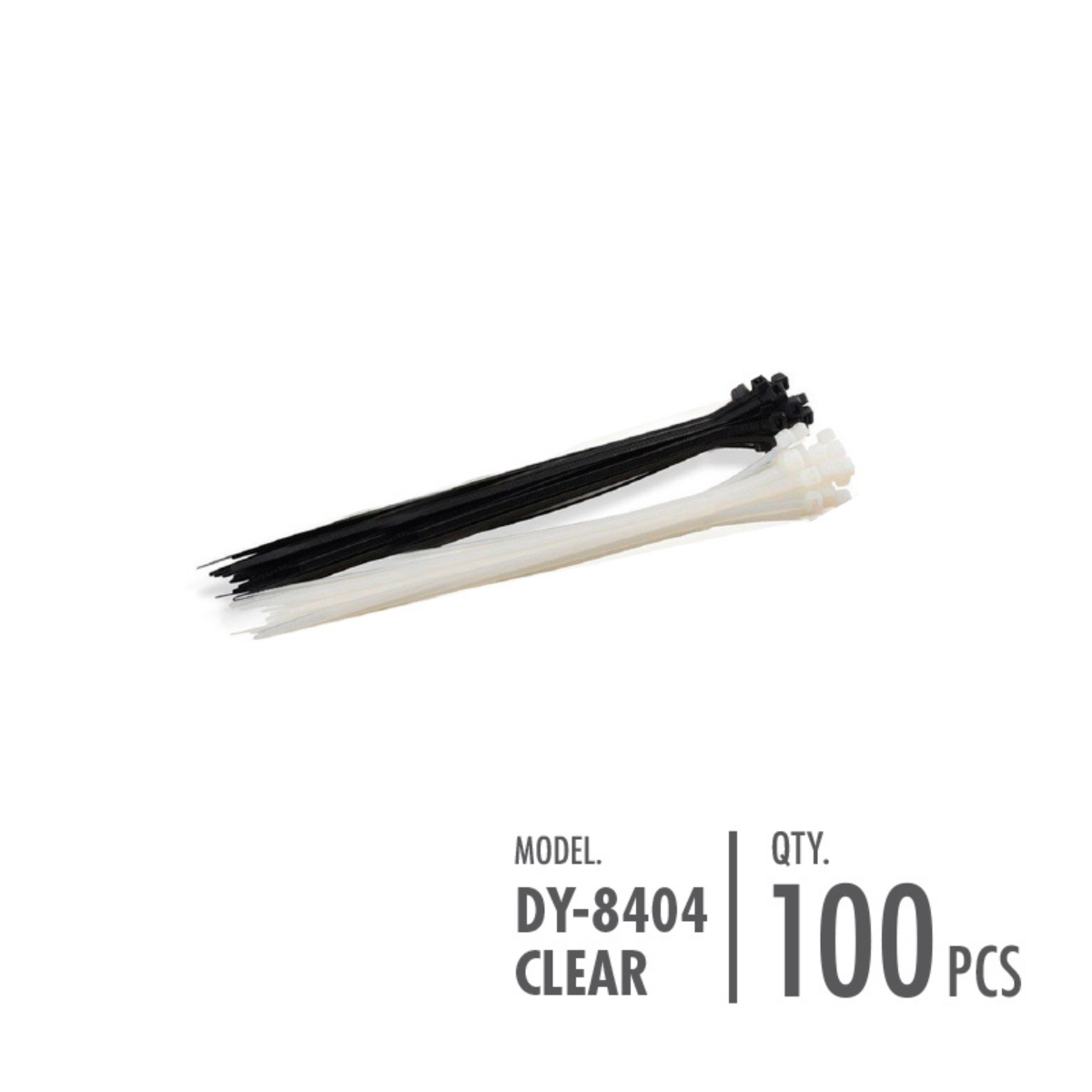 DH-8404-CLEAR-100pcs Cable Tie - 0.36cm x 15cm/20cm/25cm/30cm (Black/Clear)