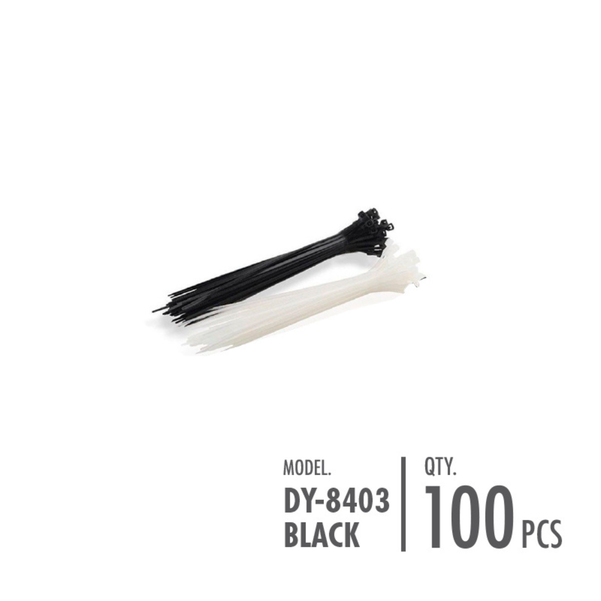 DY-8403-BLACK-100pcs Cable Tie - 0.36cm x 15cm/20cm/25cm/30cm (Black/Clear)